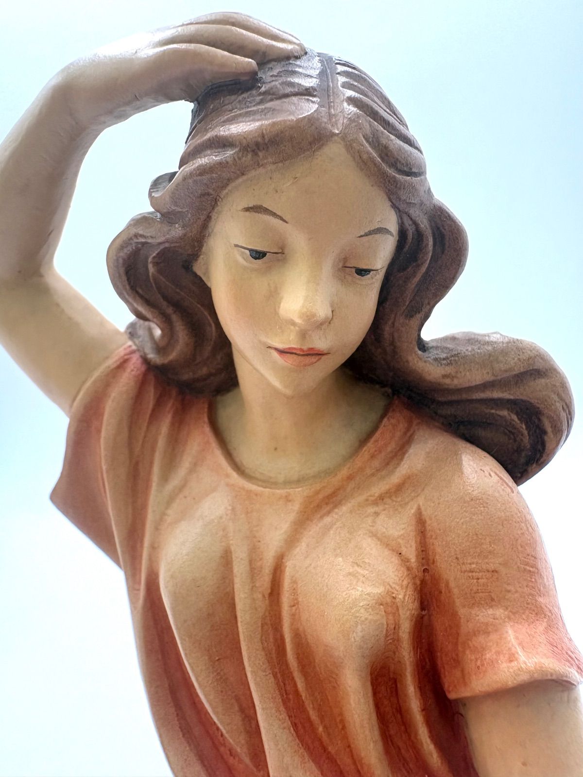 ANRI アンリ 木彫 女の子とアヒル 少女とアヒル 木彫り人形 アンリ人形