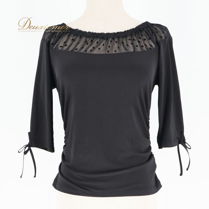 社交ダンス 衣装 トップス ブラウス ブラック系 チャコット Chacott 黒