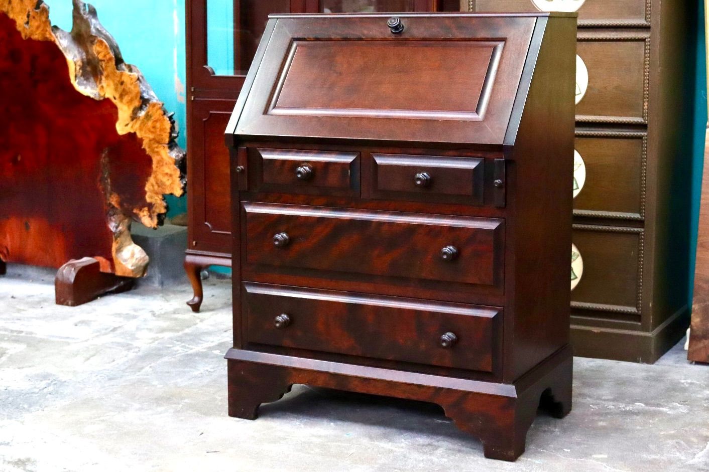 GMIH465○北海道民芸家具 ライティングビューロー デスク 机 学習机