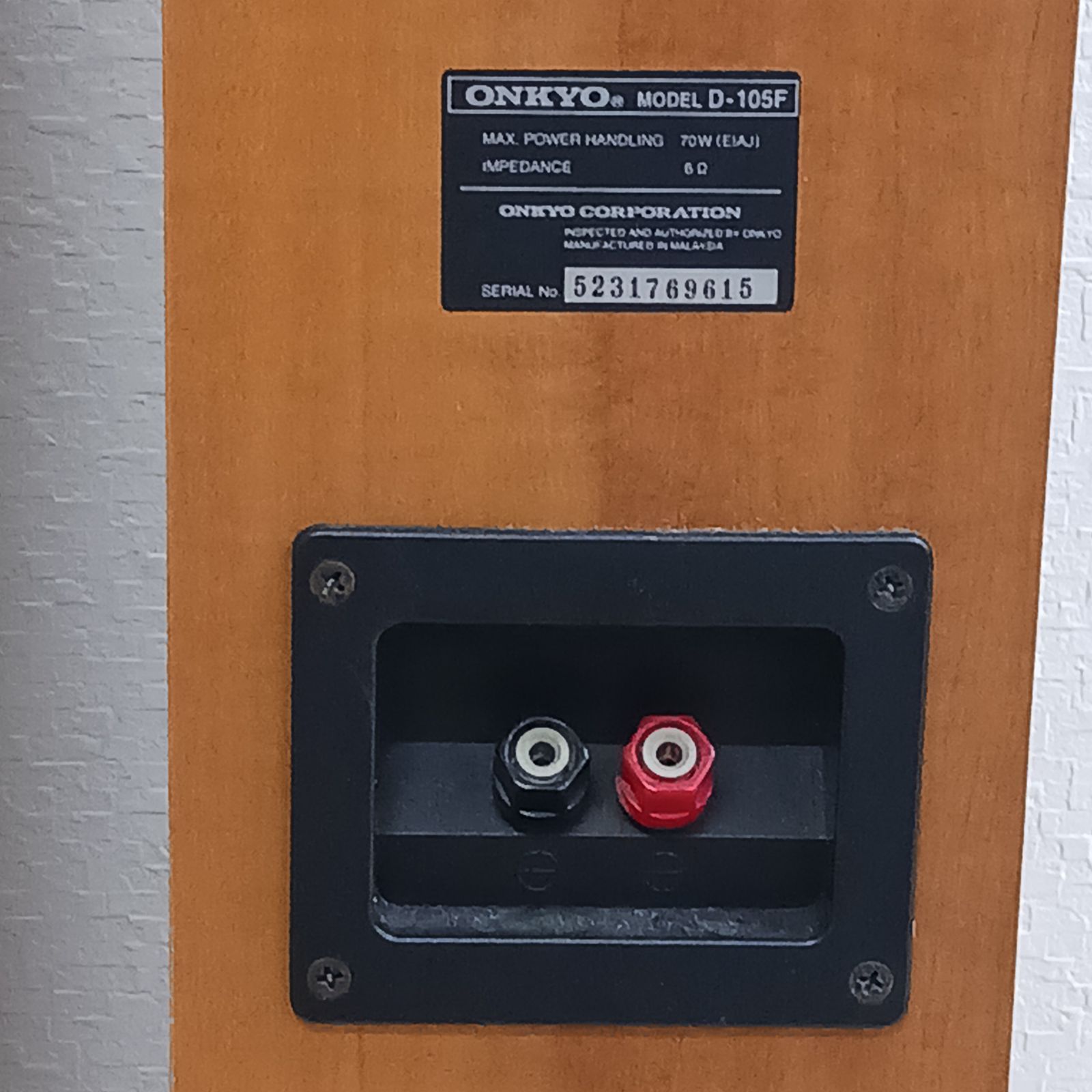 中古品】ONKYO（オンキョー）トールボーイ型スピーカーシステム D-105F