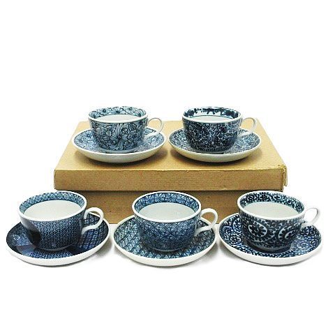 美品 保管品 有田焼 大島染付 カップ ＆ ソーサー 5客セット Z001-08