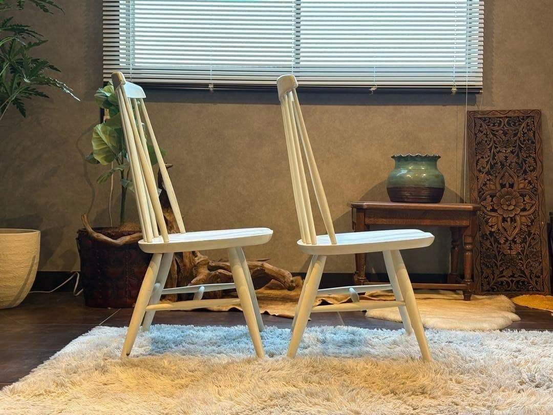 ①太平 ウィンザーチェア ホワイト ゴールドスミスチェア 2脚セット IZ