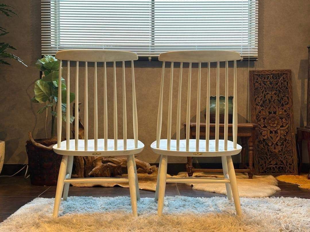 ①太平 ウィンザーチェア ホワイト ゴールドスミスチェア 2脚セット IZ