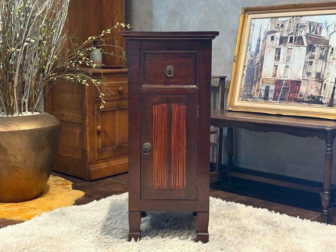 アジアン コンソール バンブー 電話台 ファックス台 アンティーク IZ