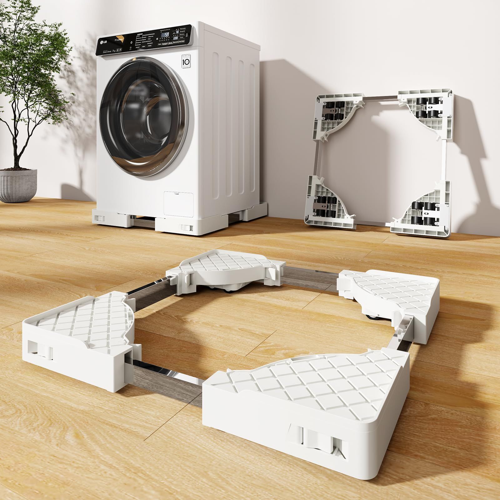 洗濯機 台 移動式洗濯機パン 洗濯機かさ上げ 隠しキャスター付き 洗濯