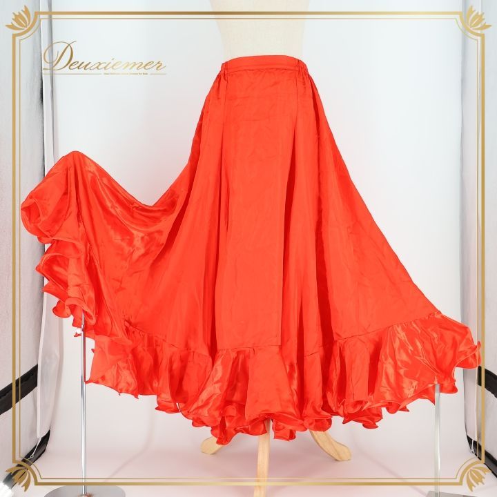 フラメンコ 衣装 ファルダ スカート レッド系 ペチコート 赤 無地