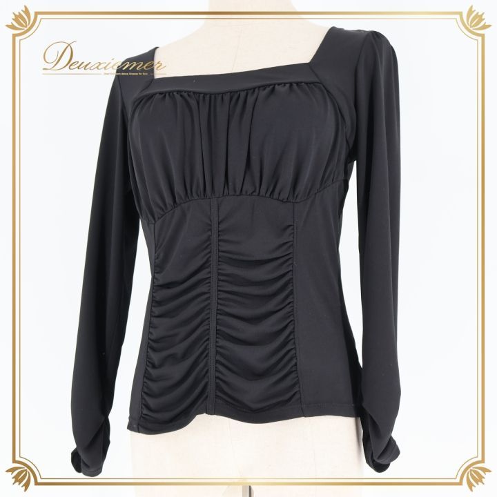 社交ダンス 衣装 トップス ブラウス ブラック系 チャコットロイヤル