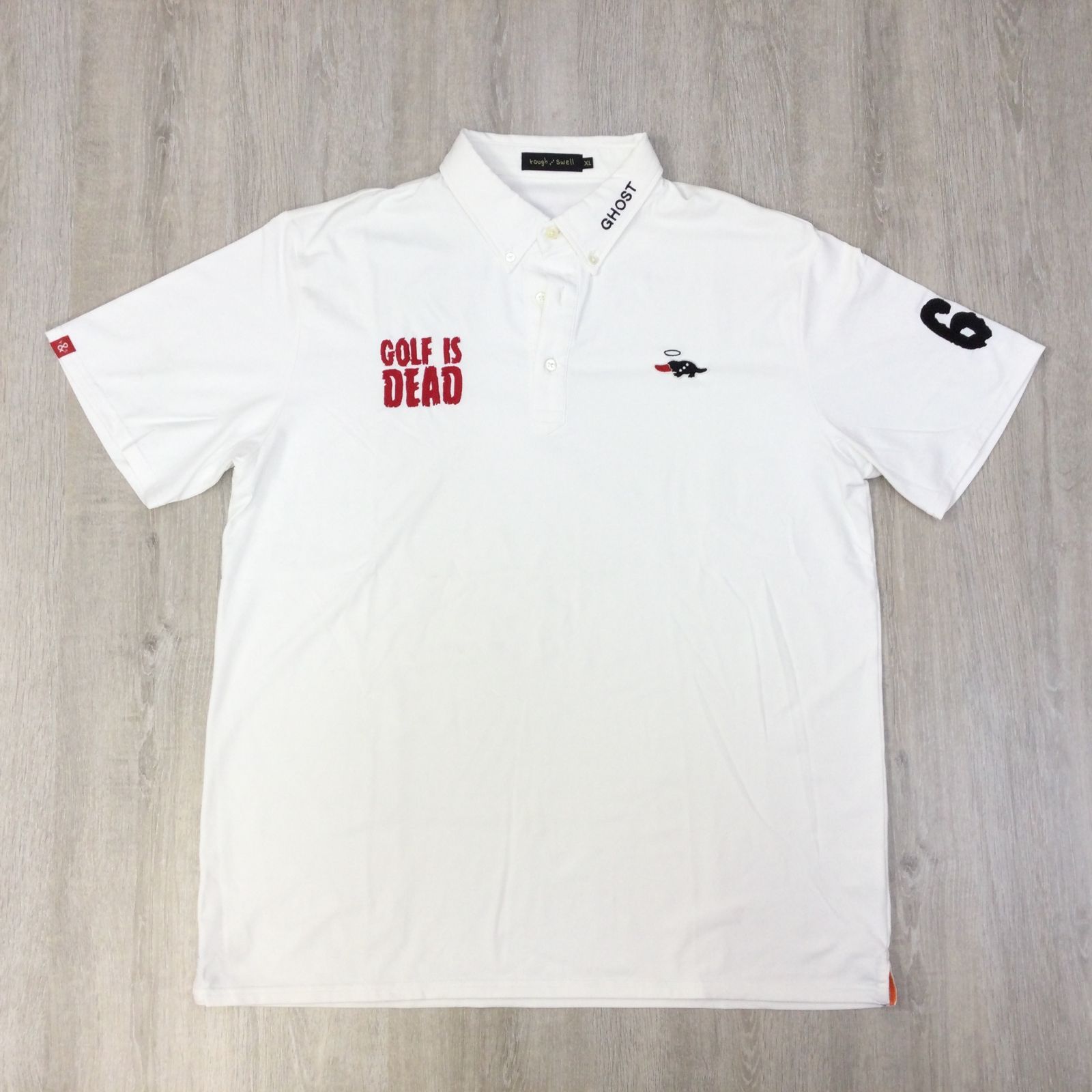 ROUGH&SWELL ラフアンドスウェル ポロシャツ XL 白 GOLF IS DEAD 刺繍
