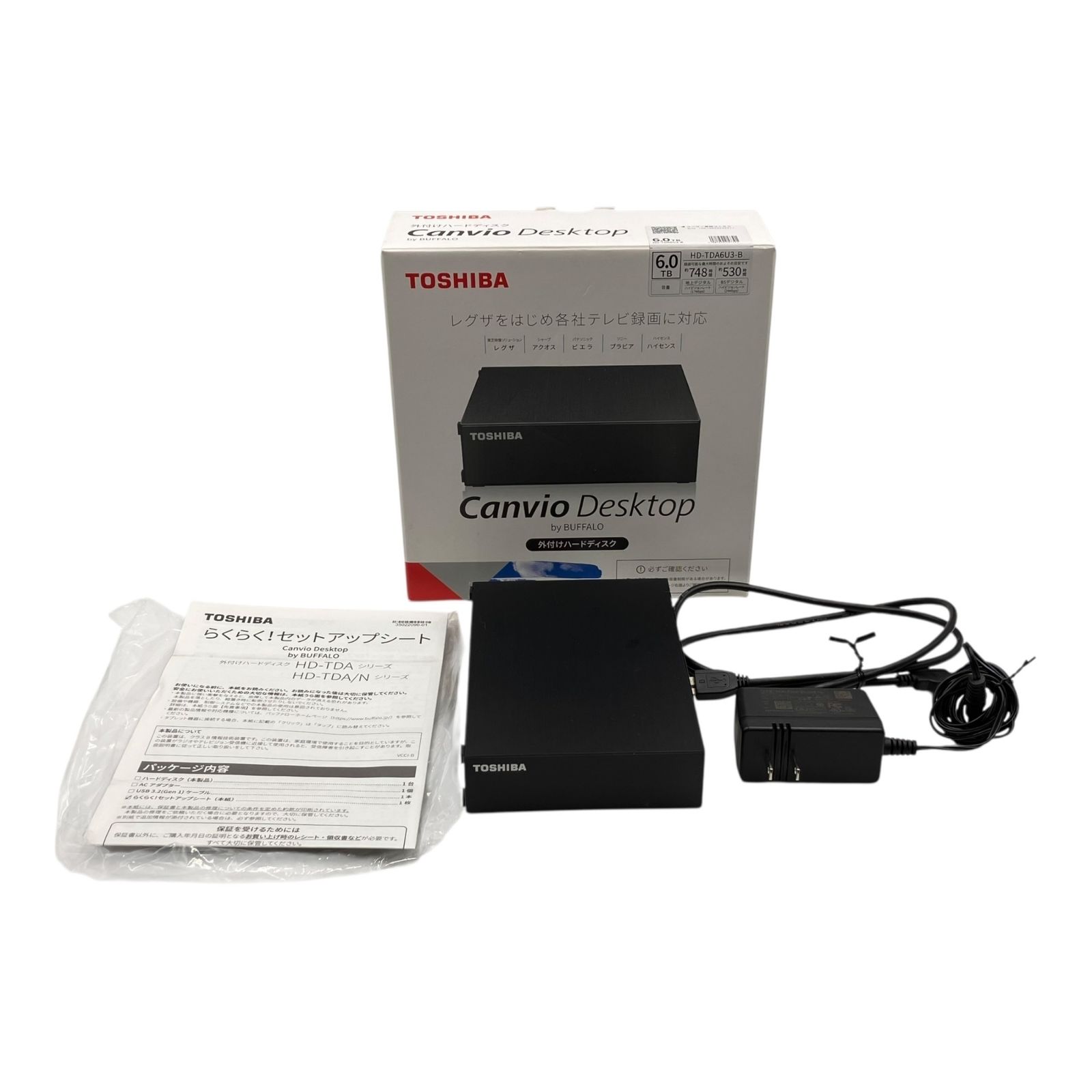 □美品 TOSHIBA HD-TDA6U3-B 6TB 外付けハードディスク Canvio Desktop