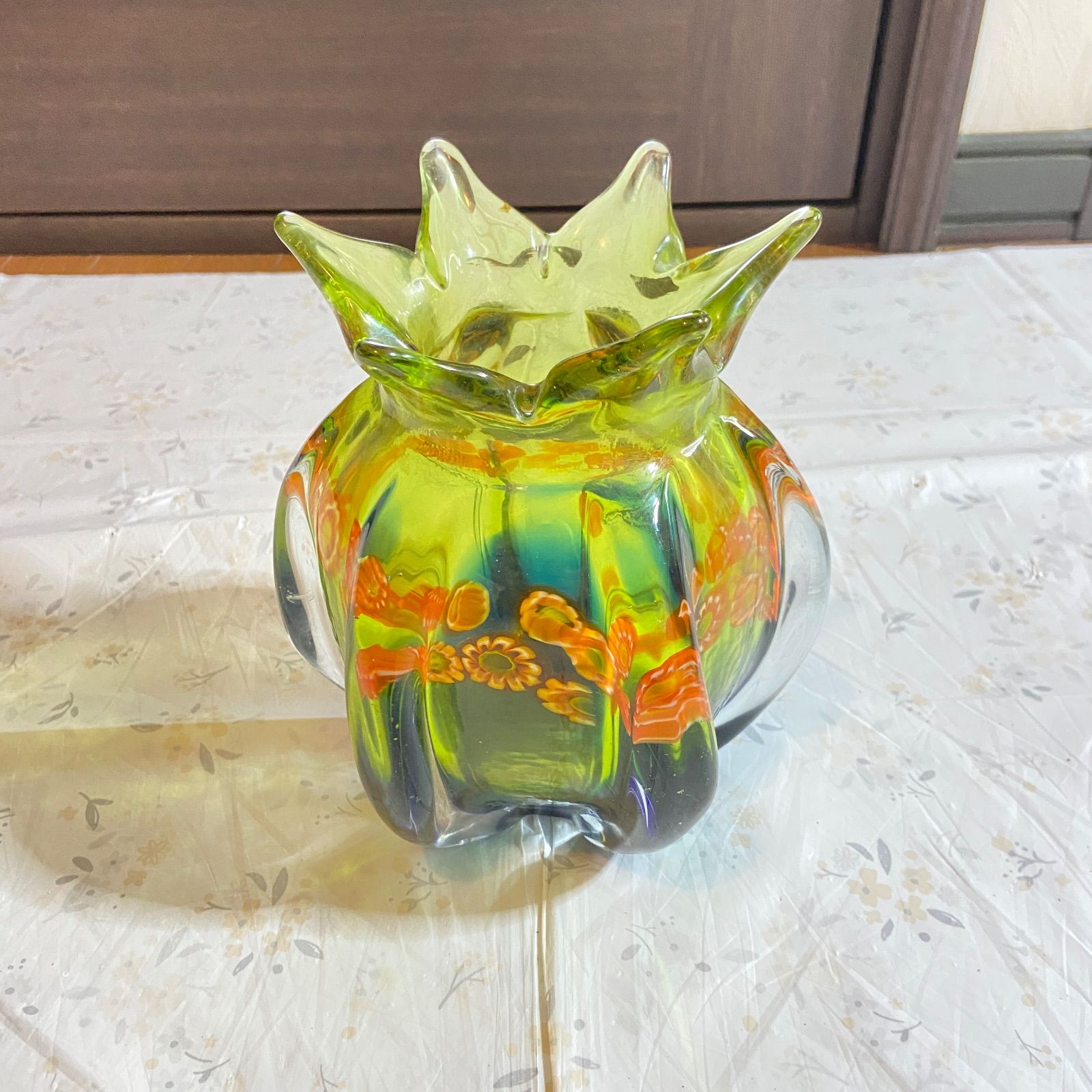 マルティグラス（Multi Glass）製のガラス花瓶（フラワーベース） 昭和