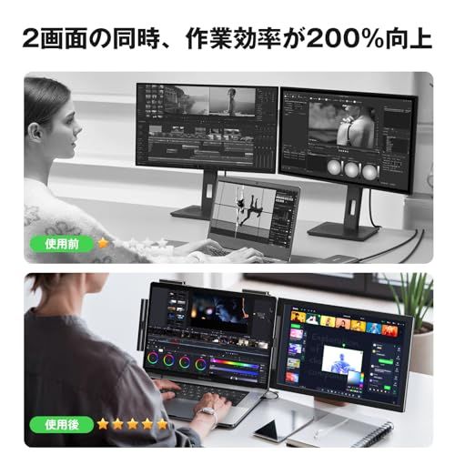 デュアルディスプレイ ダブルモニター 100%sRGB 超広色域 14インチ