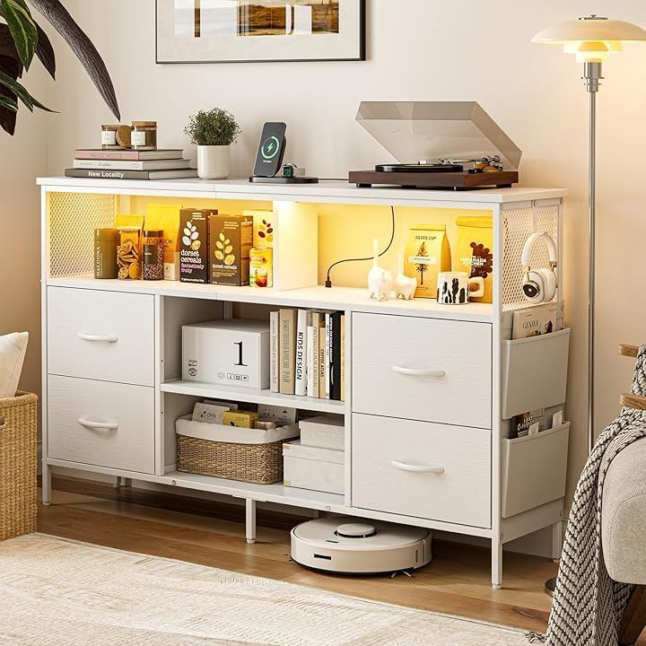 IKIFLY チェスト収納 タンス 棚付き 箪笥リビング収納チェスト テレビ