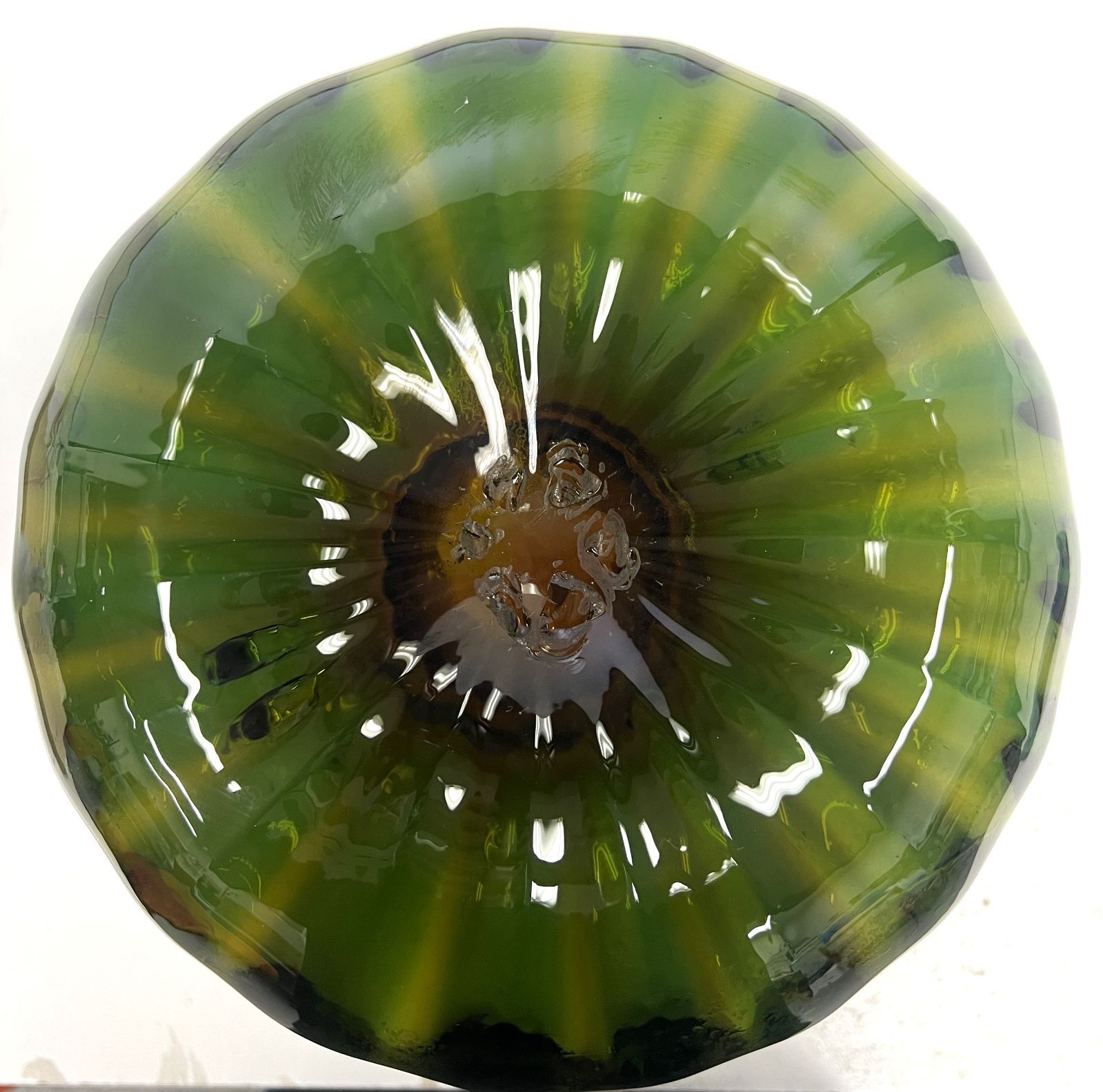 北一硝子】 フラワーベース グリーン・レッド 大きい花瓶 【レトロ