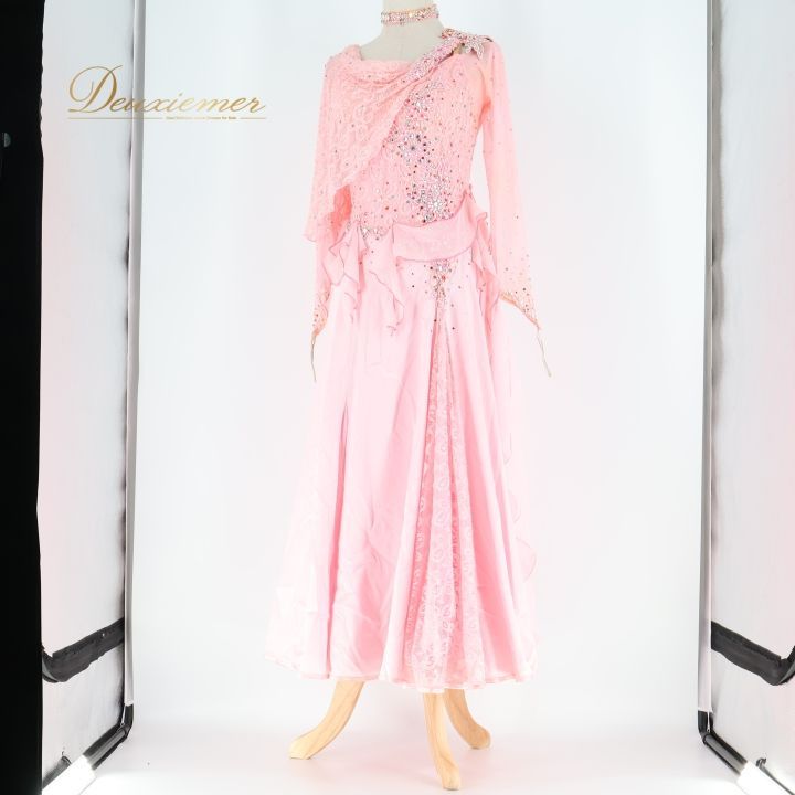 社交ダンス 衣装 スタンダードドレス ワンピース ドレス ピンク系