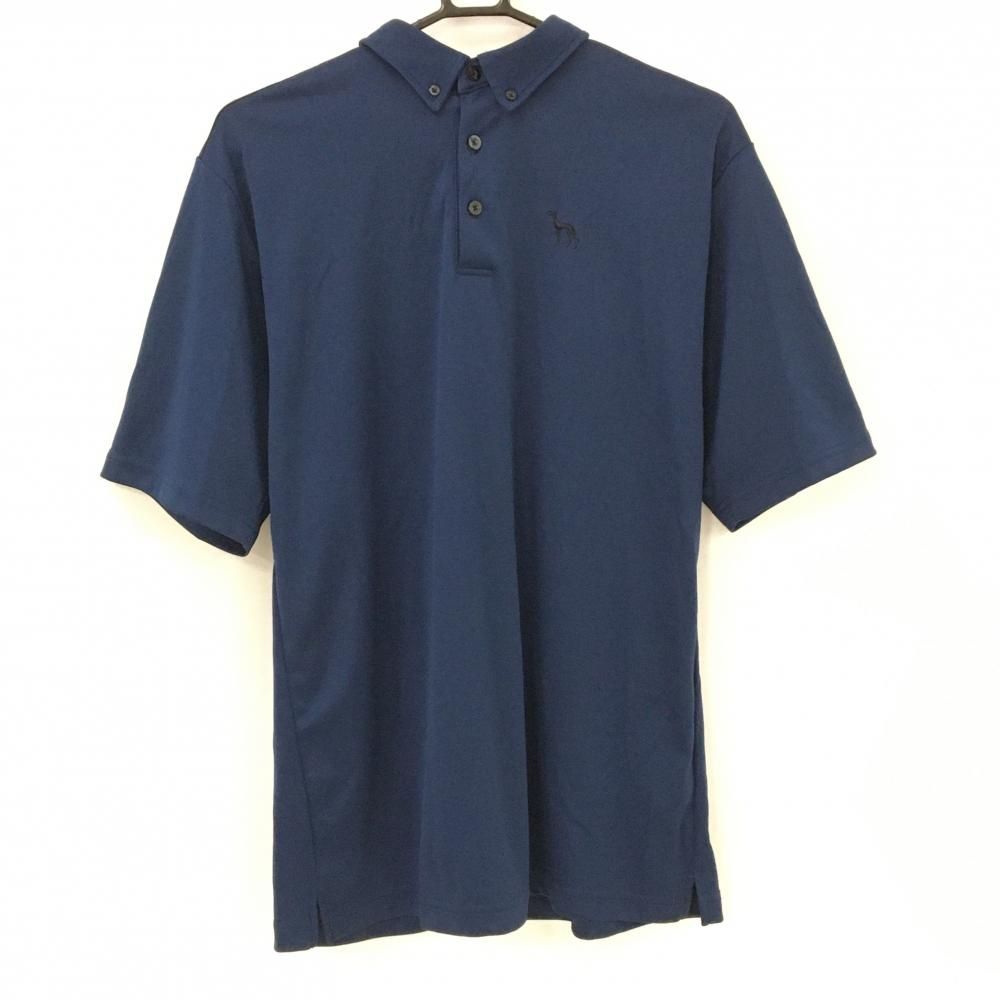 美品】アダバット 半袖ポロシャツ ネイビー 袖プリント ボタンダウン