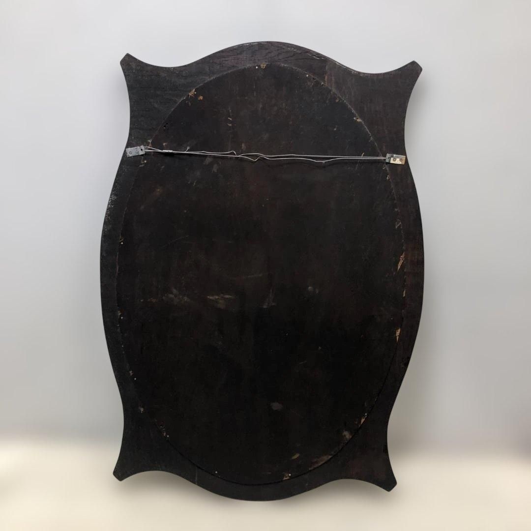 クラシックデザイン 木製ウォールミラー オーバル型 壁掛け鏡 大型