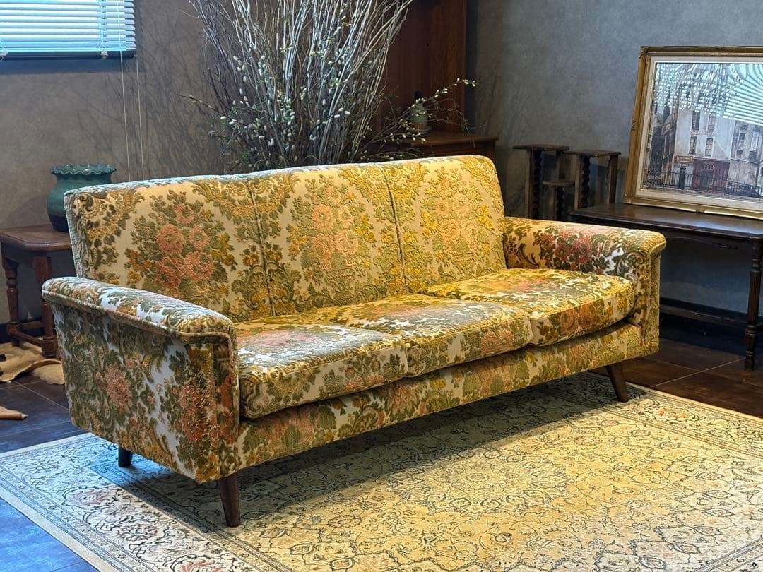 金華山織 3Pソファ ヴィンテージ レトロ ヨーロピアン クラシック In