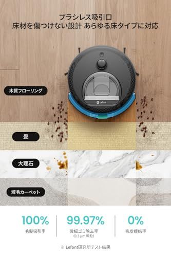 Lefant M330 Pro ロボット掃除機 水拭き 両用【6000pa吸引 設計 150