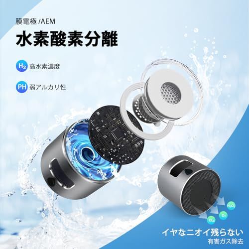 水素水生成器、5000PPB携帯式水素水 高濃度、水素イオンモード二つ付き
