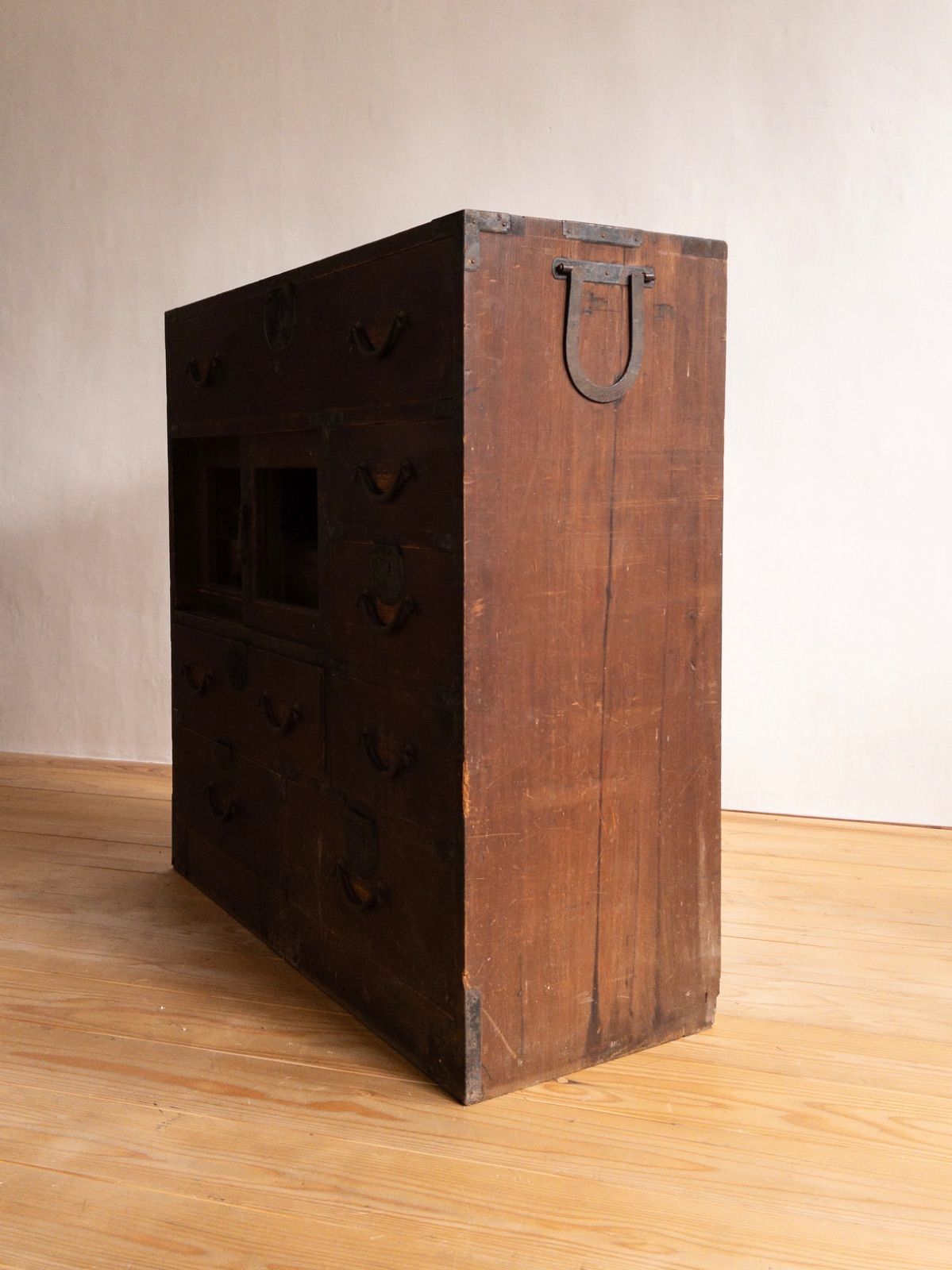 ガラス棚 和箪笥 M065 古道具 古家具 和家具 ビンテージ アンティーク