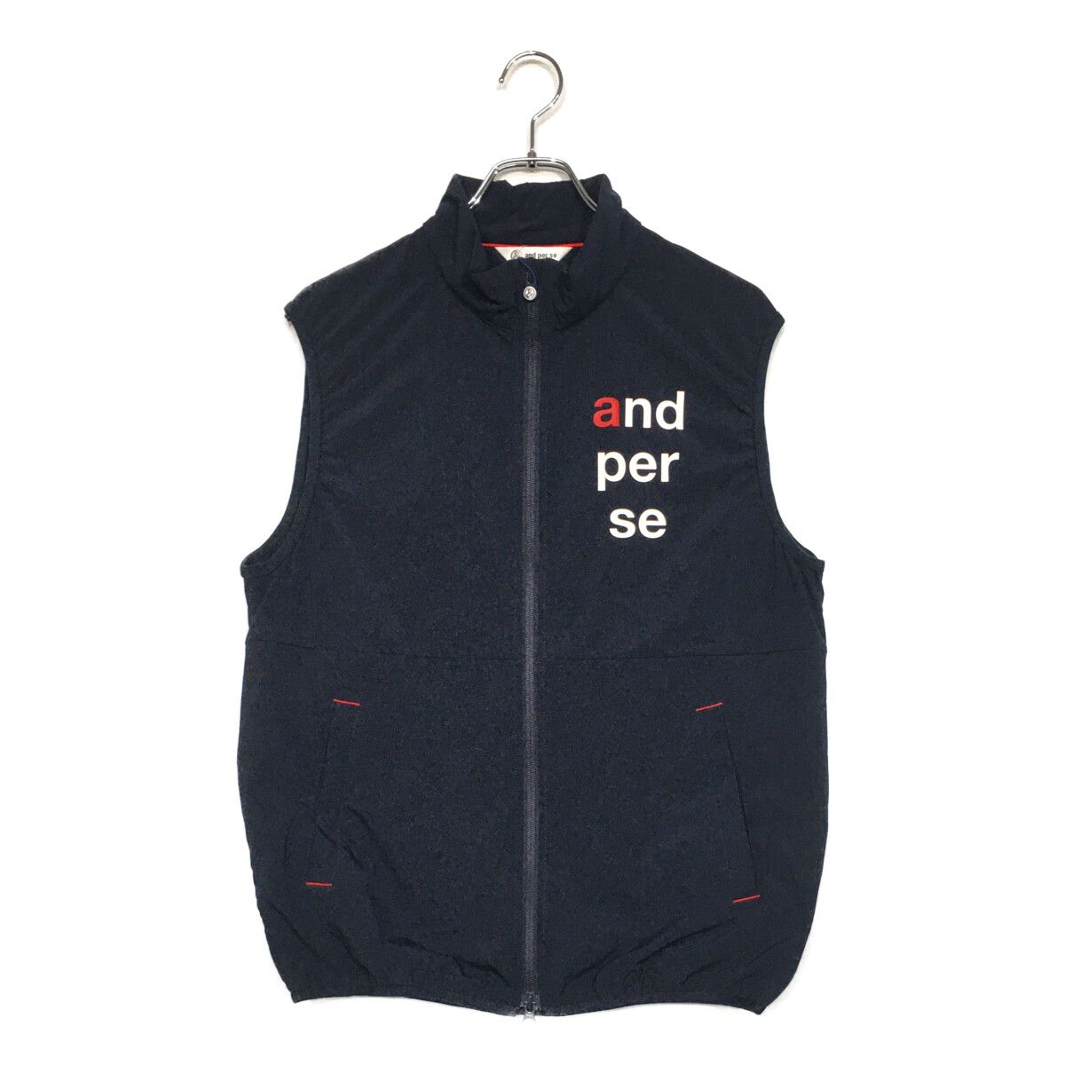中古 メンズ アンパスィ and per se ベスト L 紺 ネイビー 中綿入り