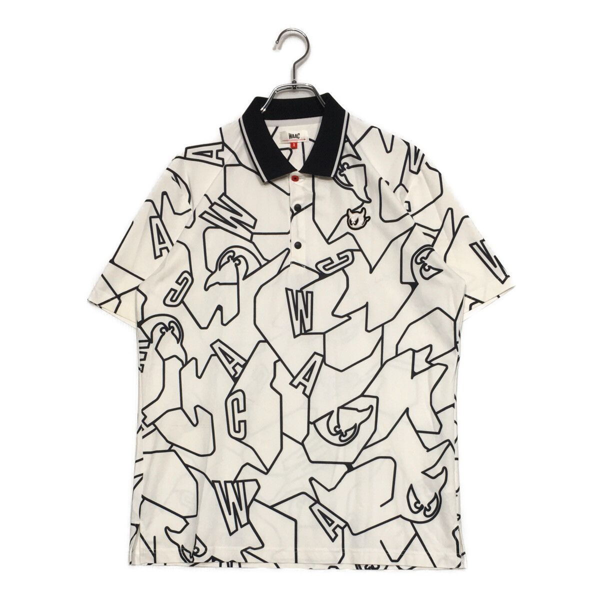 中古 メンズ ワック WAAC 半袖ポロシャツ 3(L) 白 ホワイト 総柄 春夏