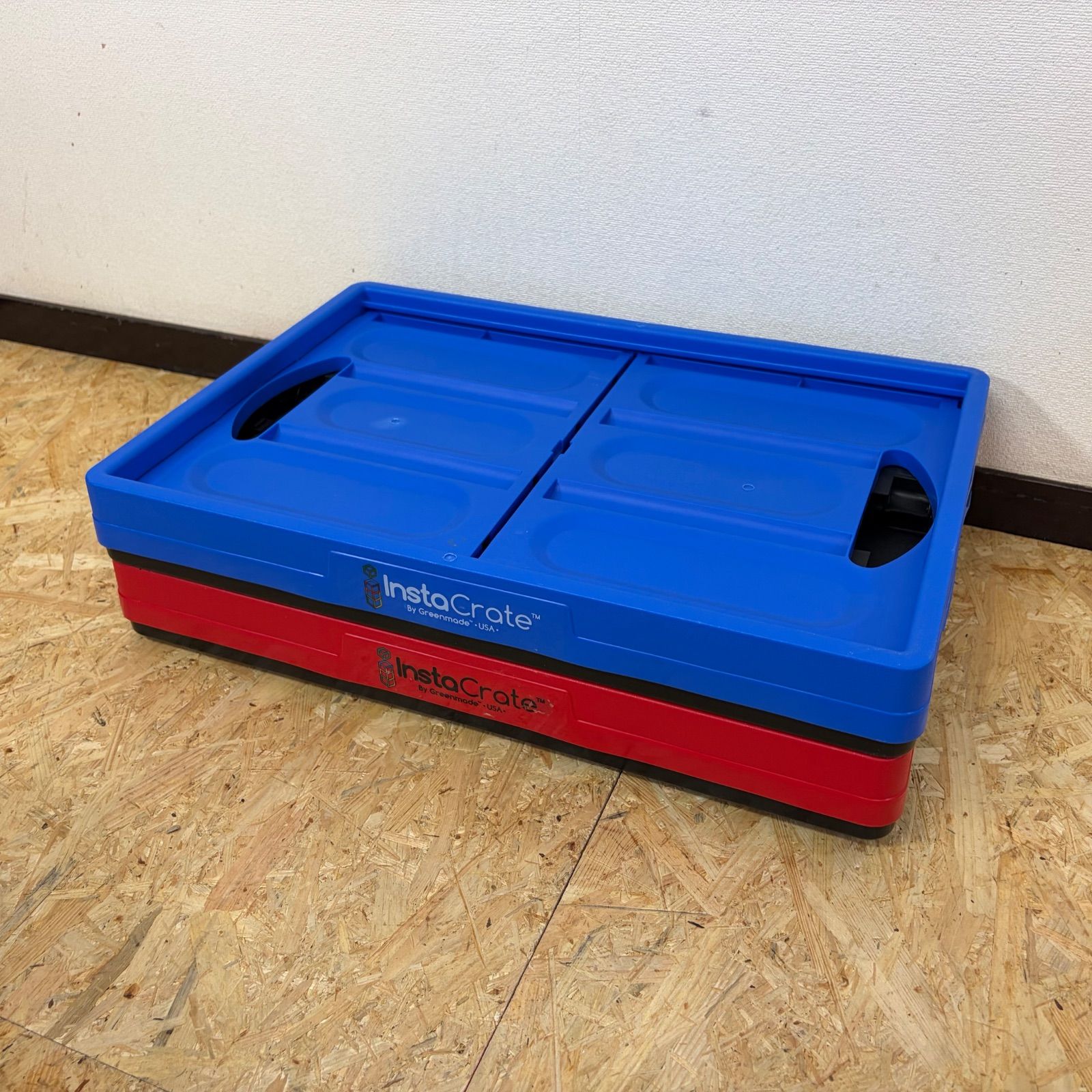 アメリカ製 折り畳みコンテナ InstaCrate ブルー×レッド 2個セット