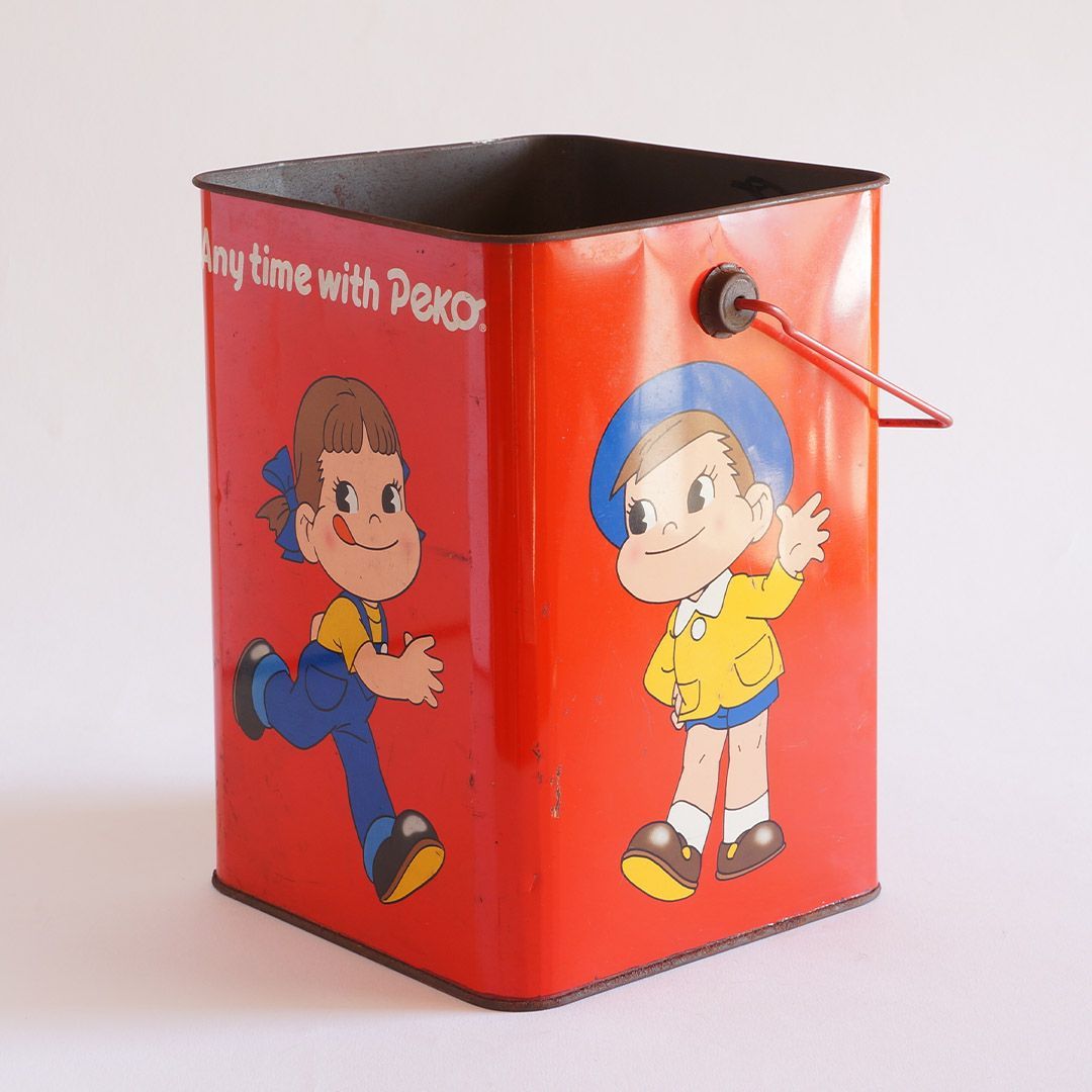 不二家 ペコちゃん ポコちゃん バケツ 缶 昭和 レトロ ヴィンテージ