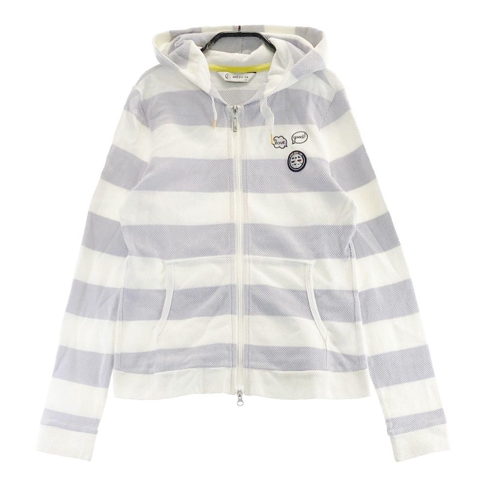 サイズ：M AND PER SE アンパスィ フード付 ジップジャケット ボーダー