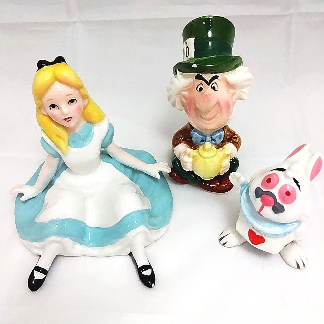 希少 3点セット】 ディズニー 不思議の国のアリス 陶器 置物 アリス