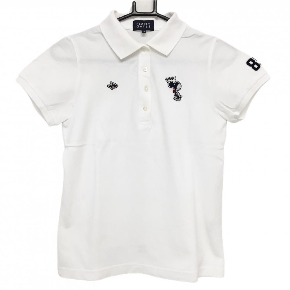 超美品】パーリーゲイツ×PEANUTS 半袖ポロシャツ 白×ネイビー