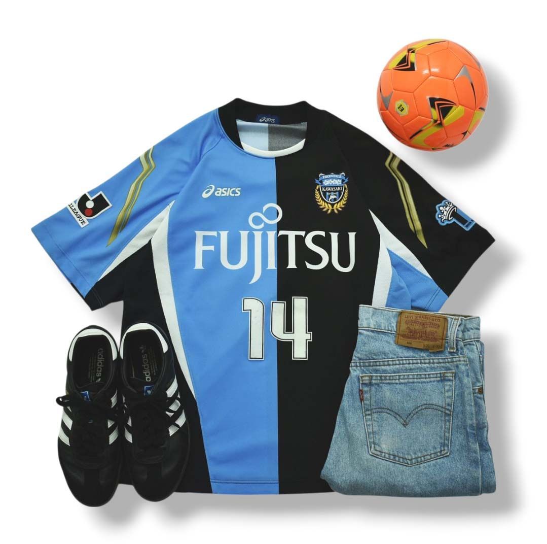 日本製 アシックス asics 川崎フロンターレ 2008 HOME 1st ＃14 中村