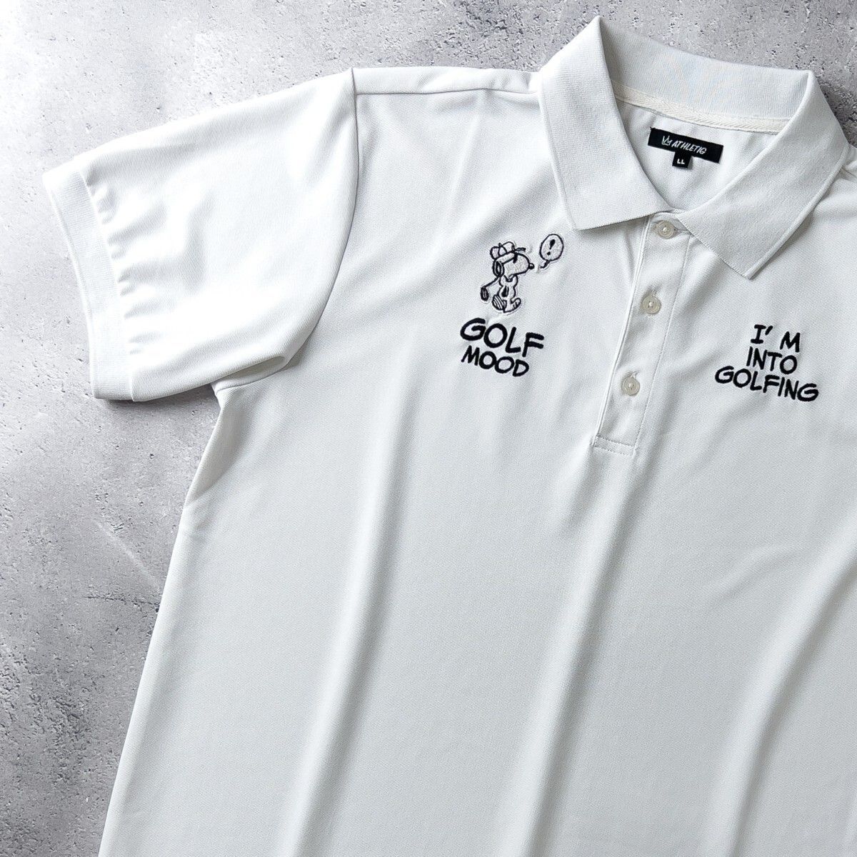 ATHLETIG SNOOPY GOLF スヌーピー 刺繍 吸水速乾 ストレッチ 半袖