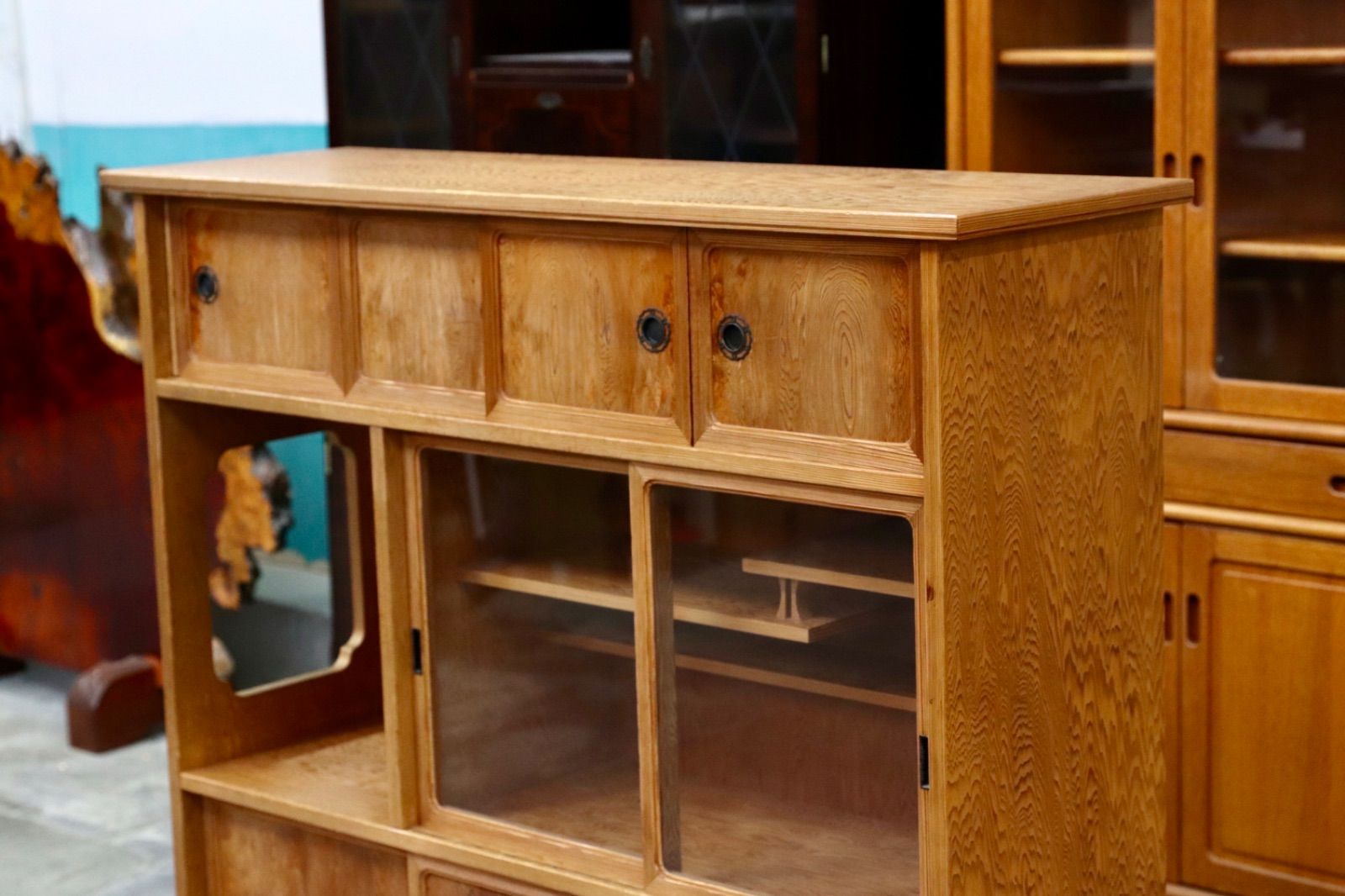 GMIK551○世界遺産屋久杉 茶棚 飾り棚 サイドボード リビングボード 和