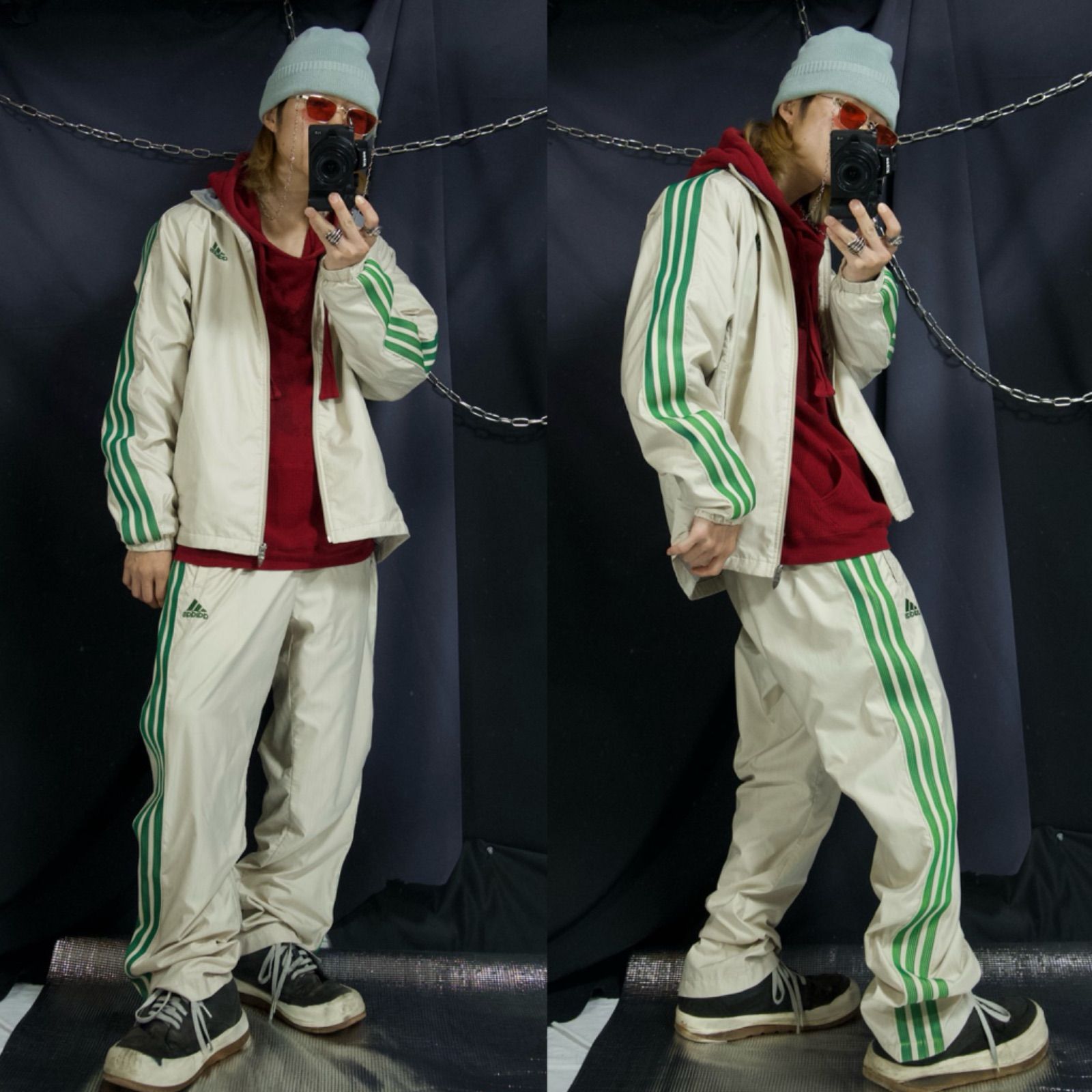 00s c2006 Adidas Setup SilkyBeige Gradation Green Three Line Track