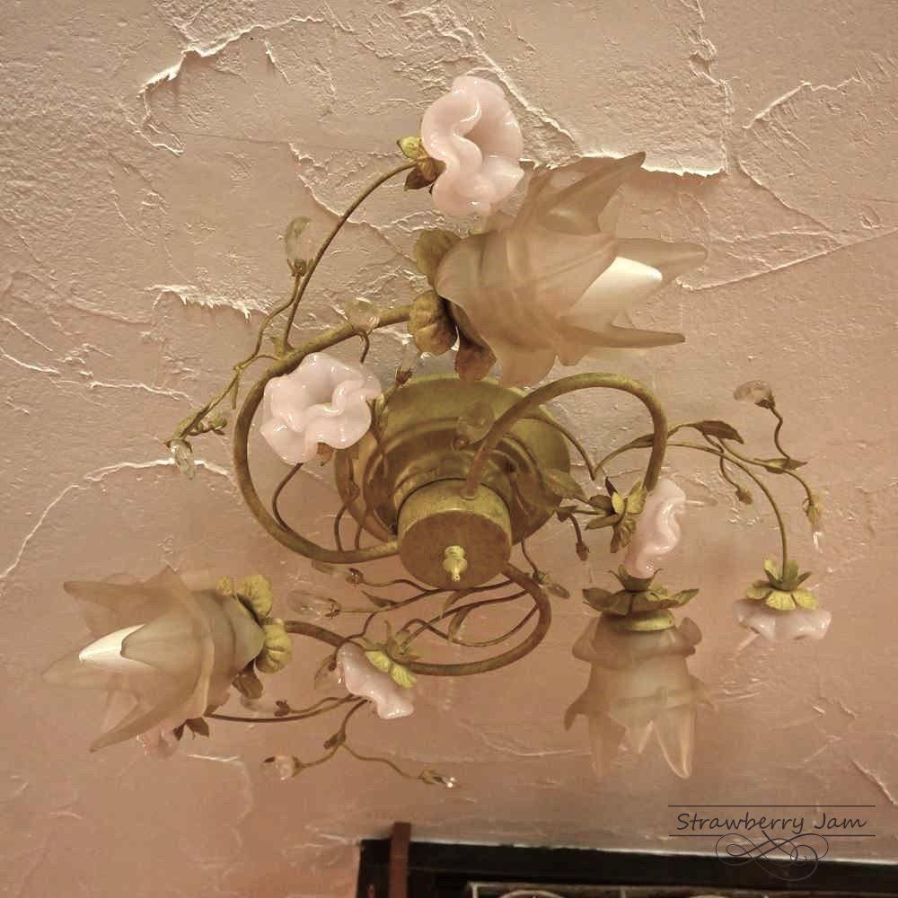 ILA-88 フランスアンティーク フラワーシェード シャンデリア 3灯