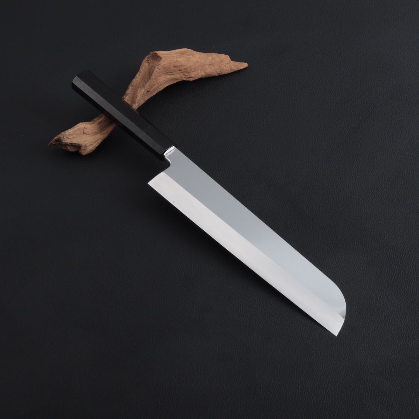 鎌型薄刃包丁 8寸（刃渡り240mm）通常鏡面仕上げ 本刃付け 八角柄