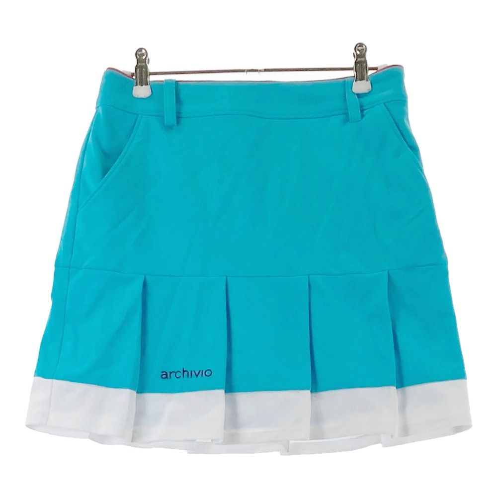 サイズ：38 ARCHIVIO アルチビオ ; 裏地付 プリーツスカート ブルー系