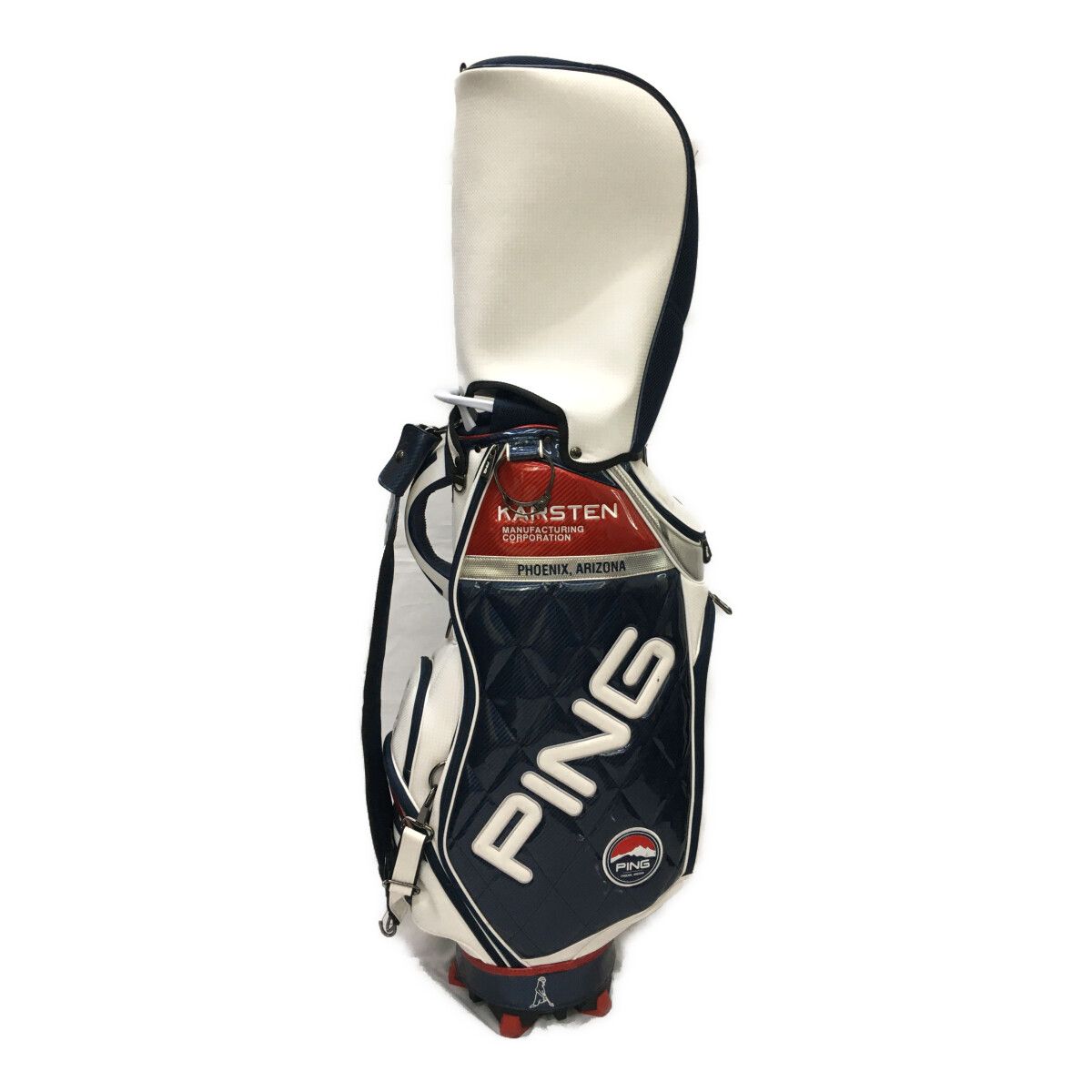 中古 ピン PING キャディバッグ ネイビー×ホワイト×レッド KARSTEN