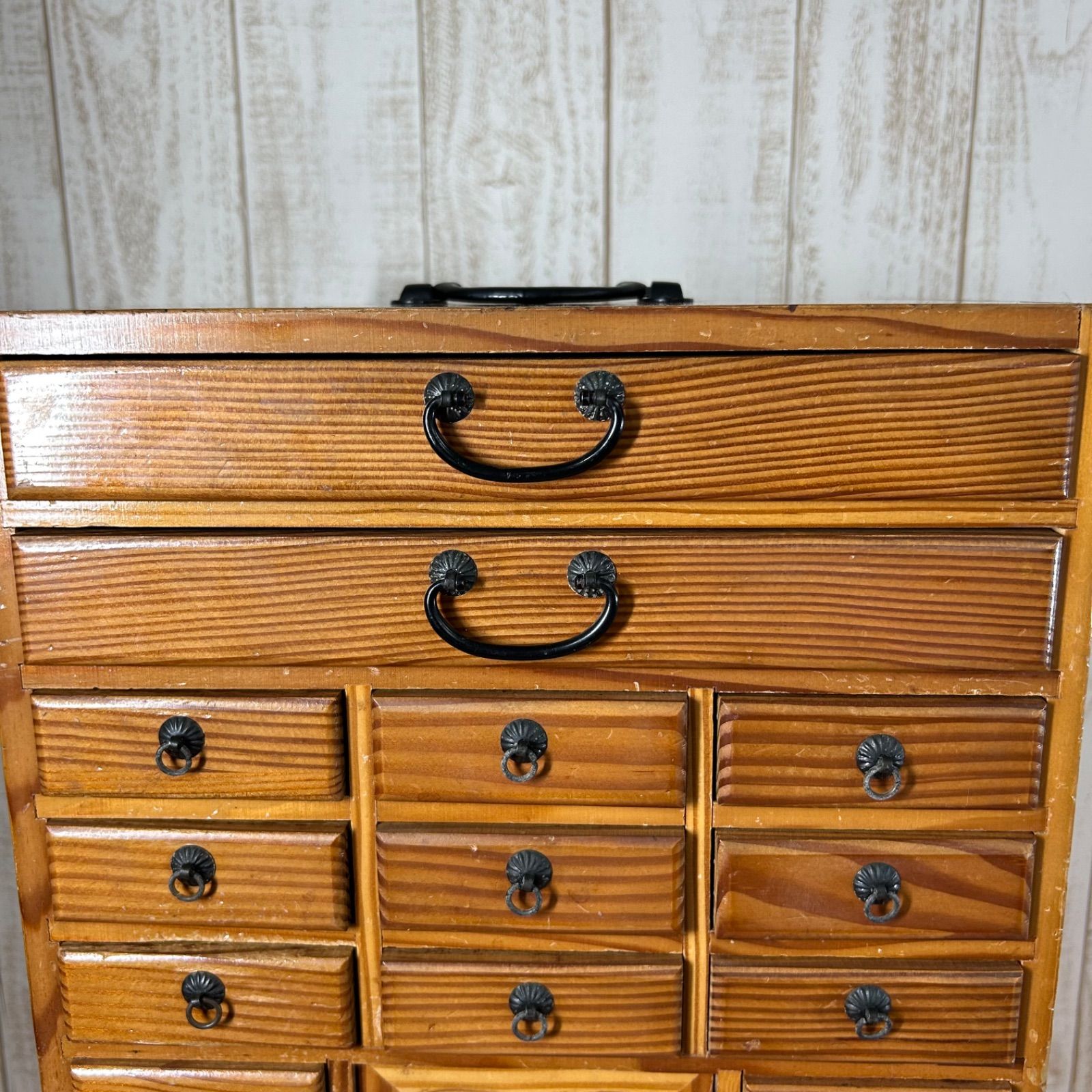 木製引き出し収納棚 薬棚薬箪笥 薬箱 引出し チェスト 収納棚 小物入