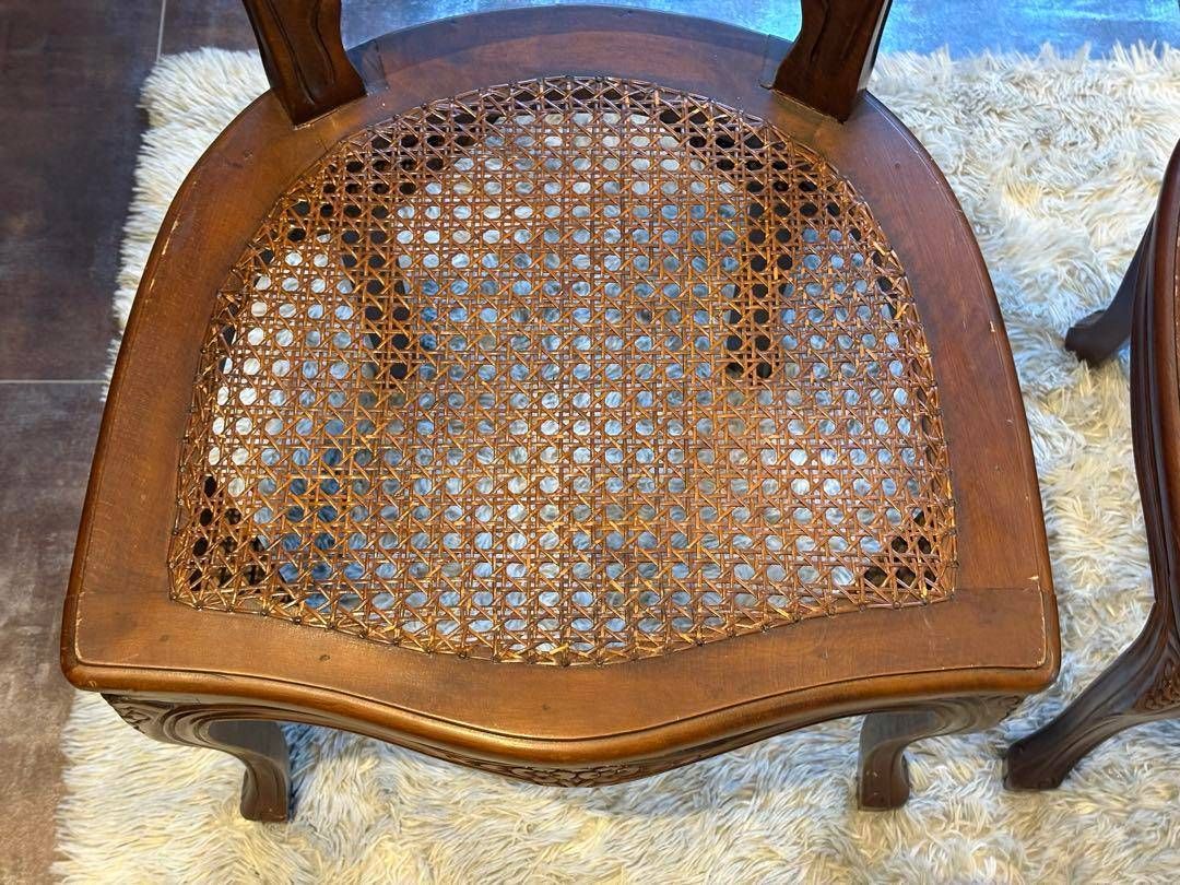 フレンチアンティーク 猫脚 クラシック ラタンシートチェア