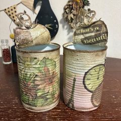 2段寄せ♡ リメイク缶 2個セット (カフェオレ・ミッドナイトブルー