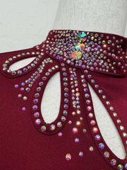 上級ラインストーン】新品 社交ダンス 黒 ピンクプリントカットソー