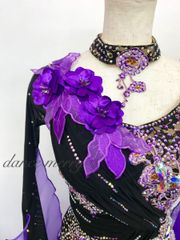 ☆送料無料☆新品 社交ダンス ツーピース 黒 白 赤 タンゴ ワルツ