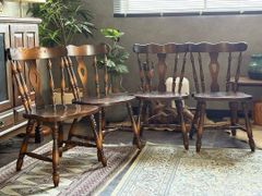 希少 レトロ ヴィンテージ ビンテージ 花柄座面 スポークチェア 2脚 IZ