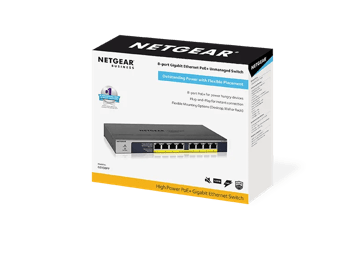 Unmanaged PoE+ Switch With 8 Ports and 123W - GS108PP - NETGEAR