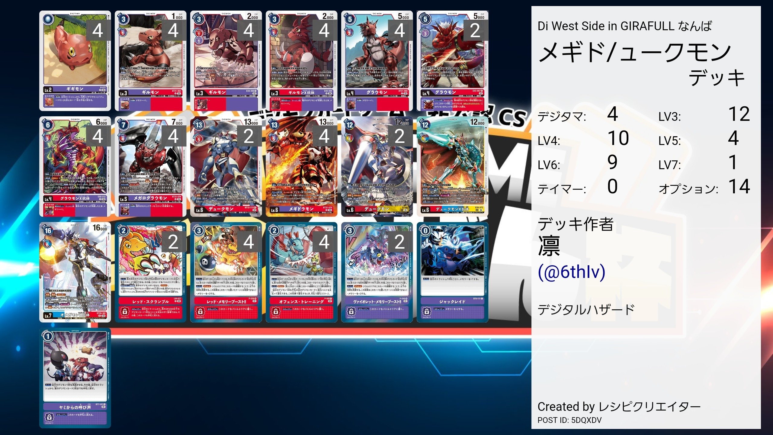 デジカ】メギドラモン/デュークモン【デッキレシピ】｜凛