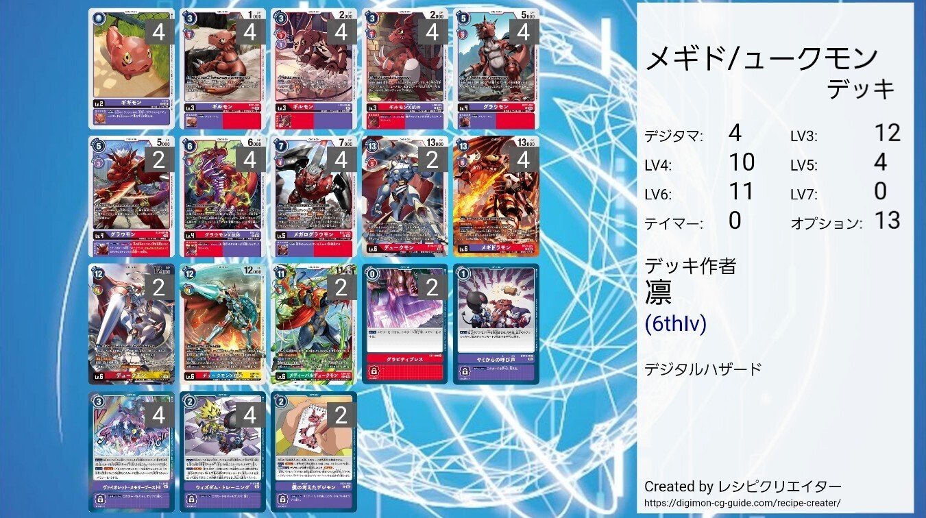 デジカ】メギドラモン/デュークモン【デッキレシピ】｜凛