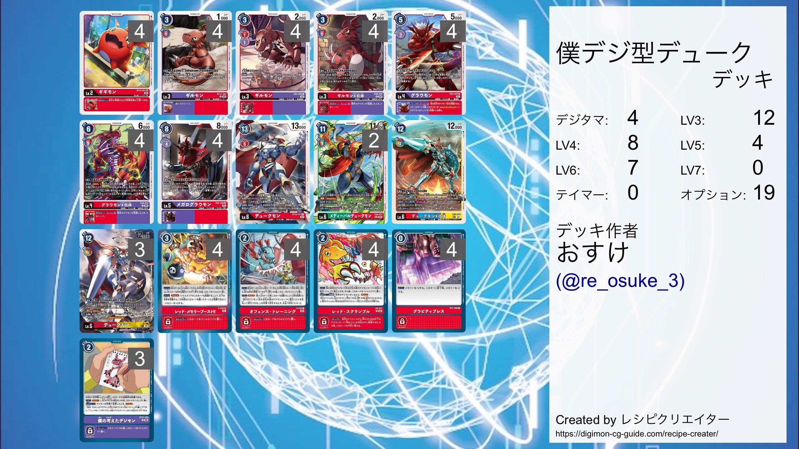 メギドラ不採用‼️僕デジ型デュークモンデッキ｜おすけ