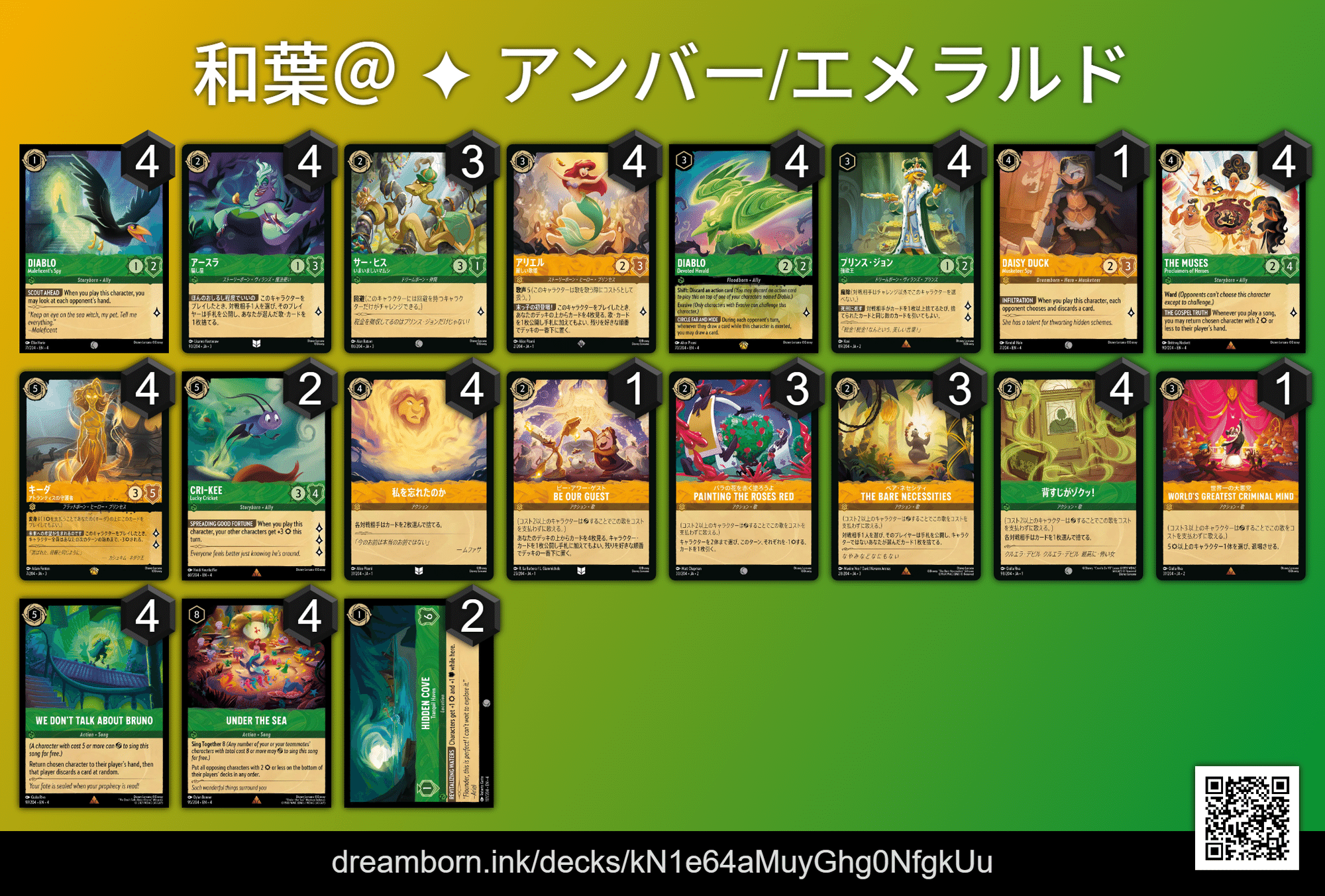 ロルカナ ディアブロ4枚従順なワタリガラス コスト1 アメジスト デッキ